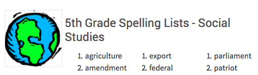 5th Grade Spelling Lists